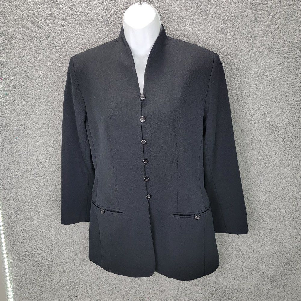 Vintage Blue Ice & Co Women's Wool Evening Blazer Jacket Size 2 Black